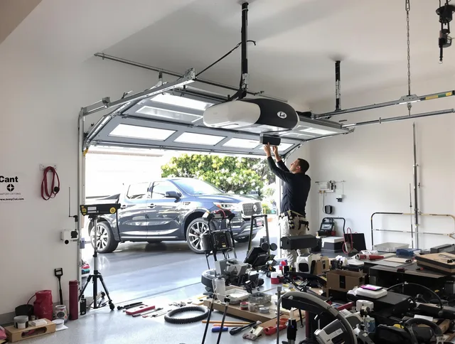 Bellingham Garage Door Repair specialist installing smart garage door opener system in Bellingham home