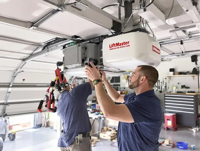 Bellingham Garage Door Repair technician performing advanced diagnostics on garage opener in Bellingham
